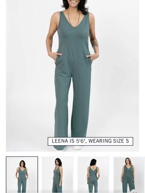 Smash + Tess Sleeveless V-Neck Wide-Leg Jumpsuit in white & grey stripes